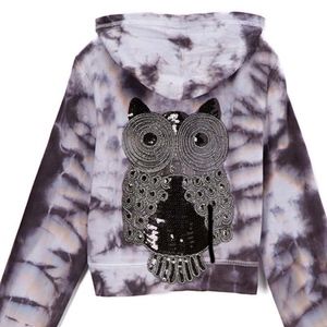 New- Girls L/S Zip Hoodie Tie Dye - Owl